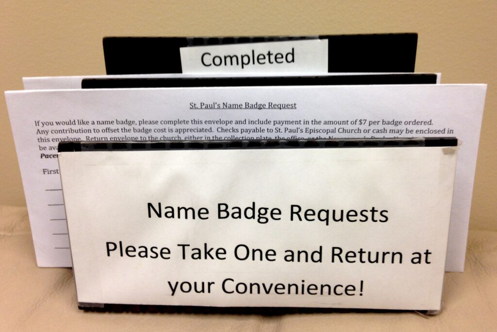 Wear a Name Badge St. Paul's Episcopal Church