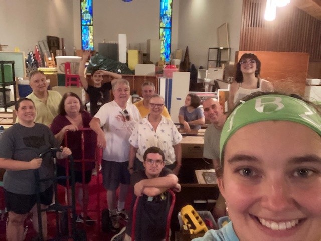 St. Paul's volunteers working to move materials from the Chapel